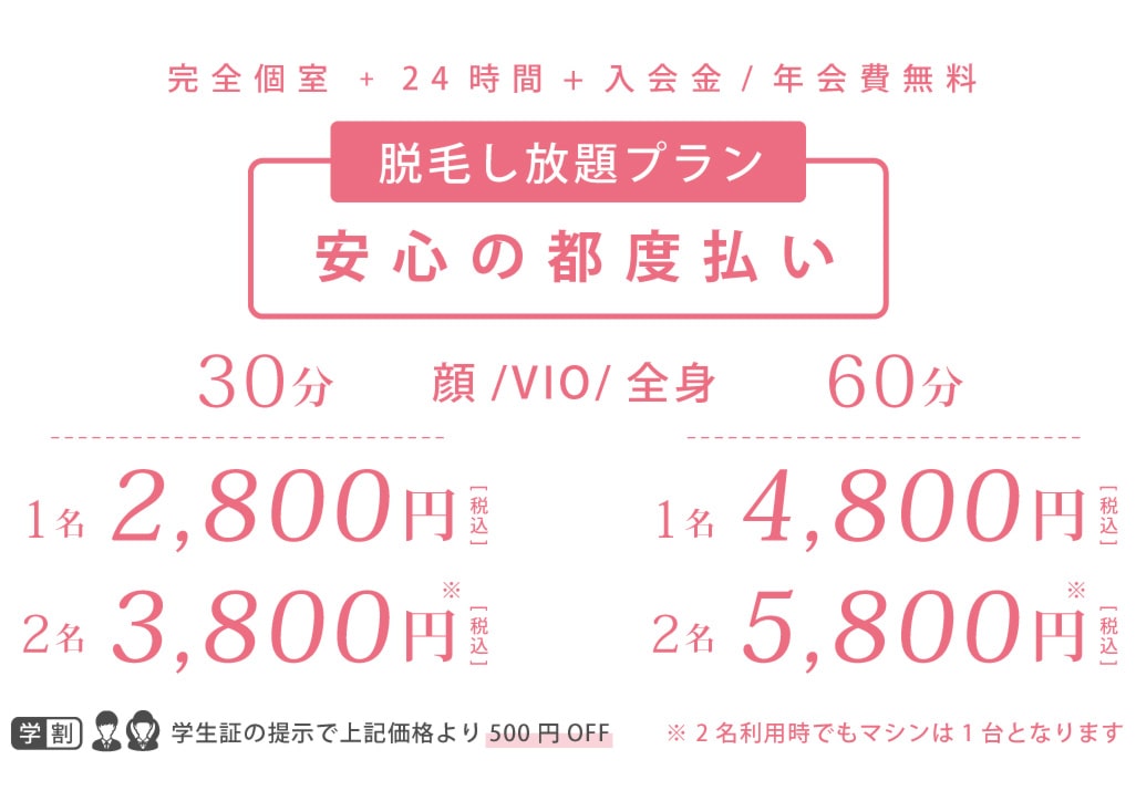 【料金システム】入会金0円 / 24時間営業 / セルフシステム